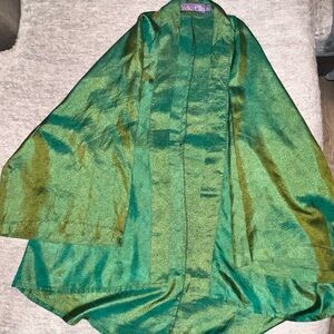 Indie Ella Green Silk Kimono Jacket cardigan